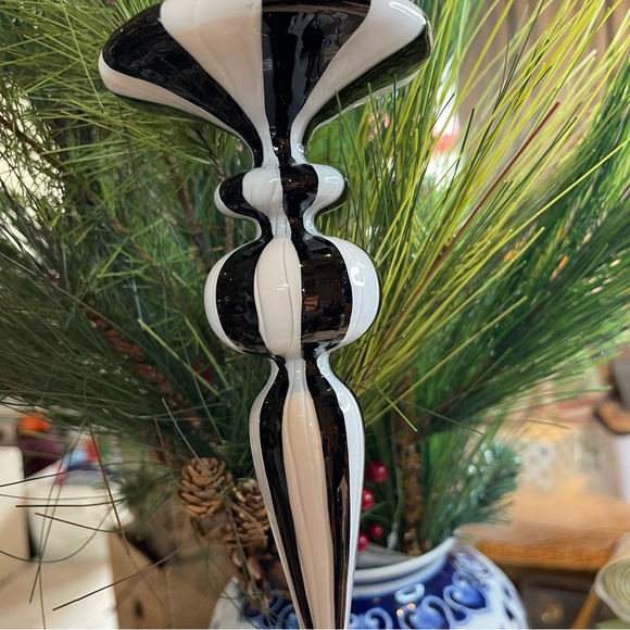 Nwt Robert Stanley Glass Christmas Ornament Black White Finial - Picture 3 of 10